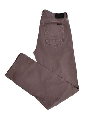 Hudson Byron Five Pocket Straight Leg Neutral Color Gray Jeans